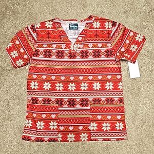 Uniform Advantage Buttersoft Christmas Scrub Top